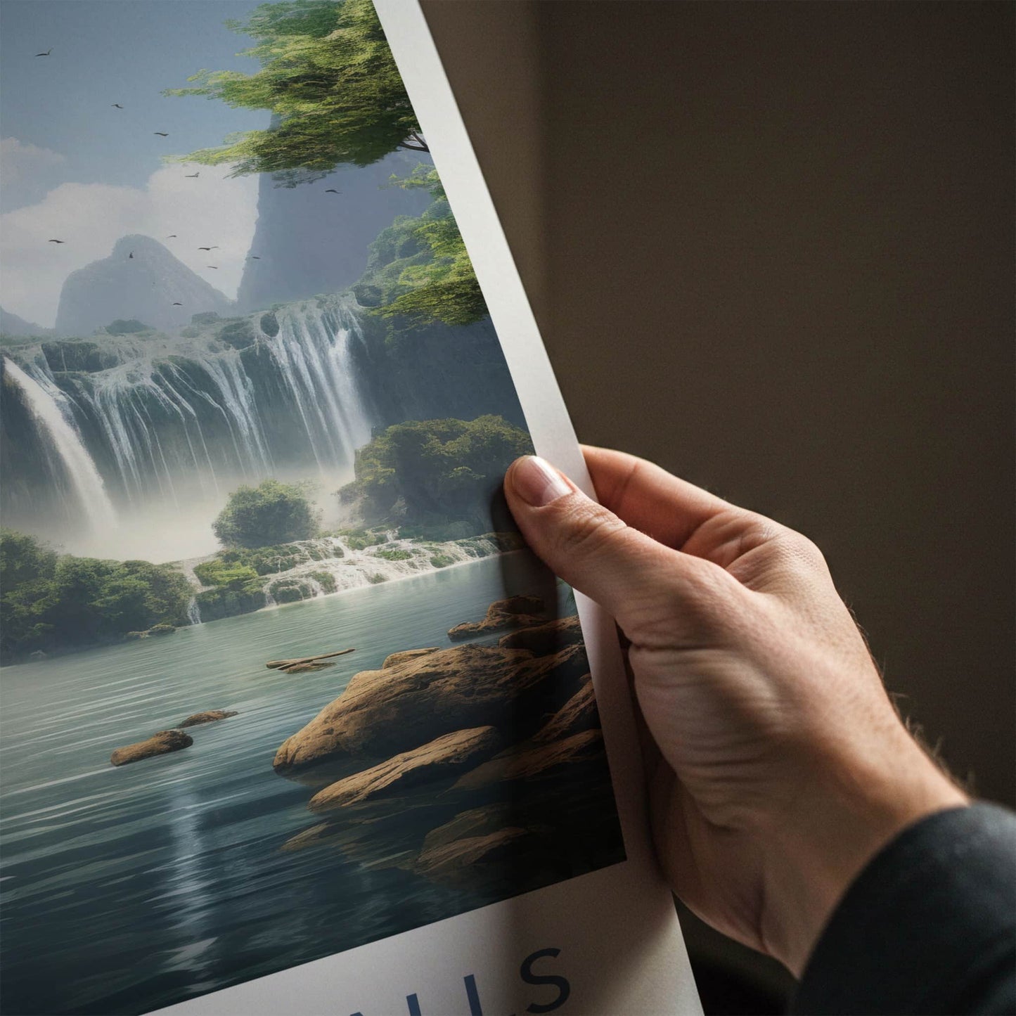 Ban Gioc Falls Poster - Vietnam Travel Art - Mountain River Falls Home Decor