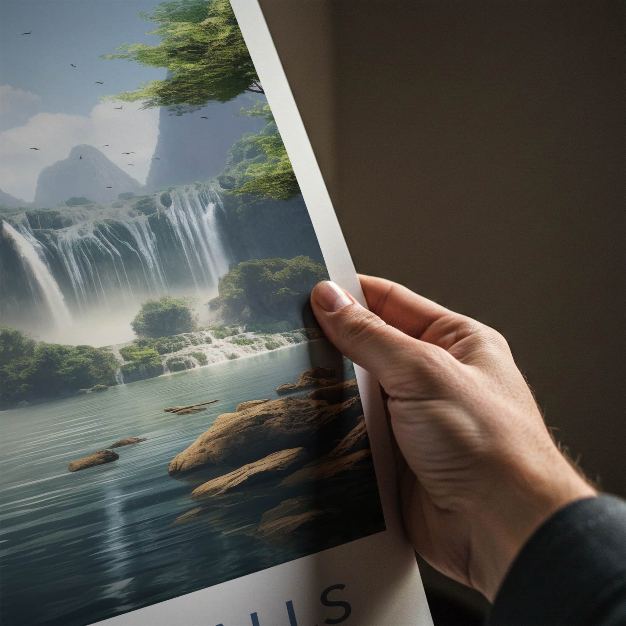Ban Gioc Falls Poster - Vietnam Travel Art - Mountain River Falls Home Decor