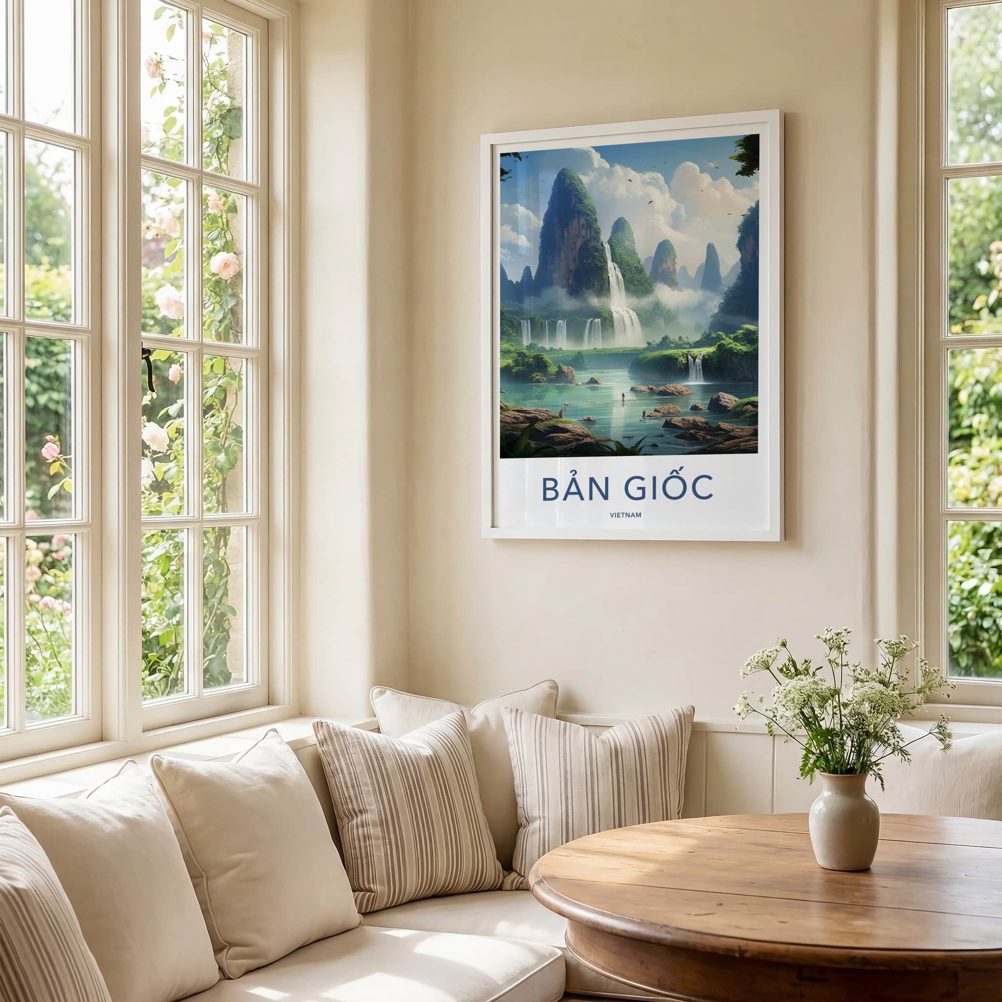 Ban Gioc Poster - Vietnam Travel Art - Lush Waterfall Landscape Home Decor