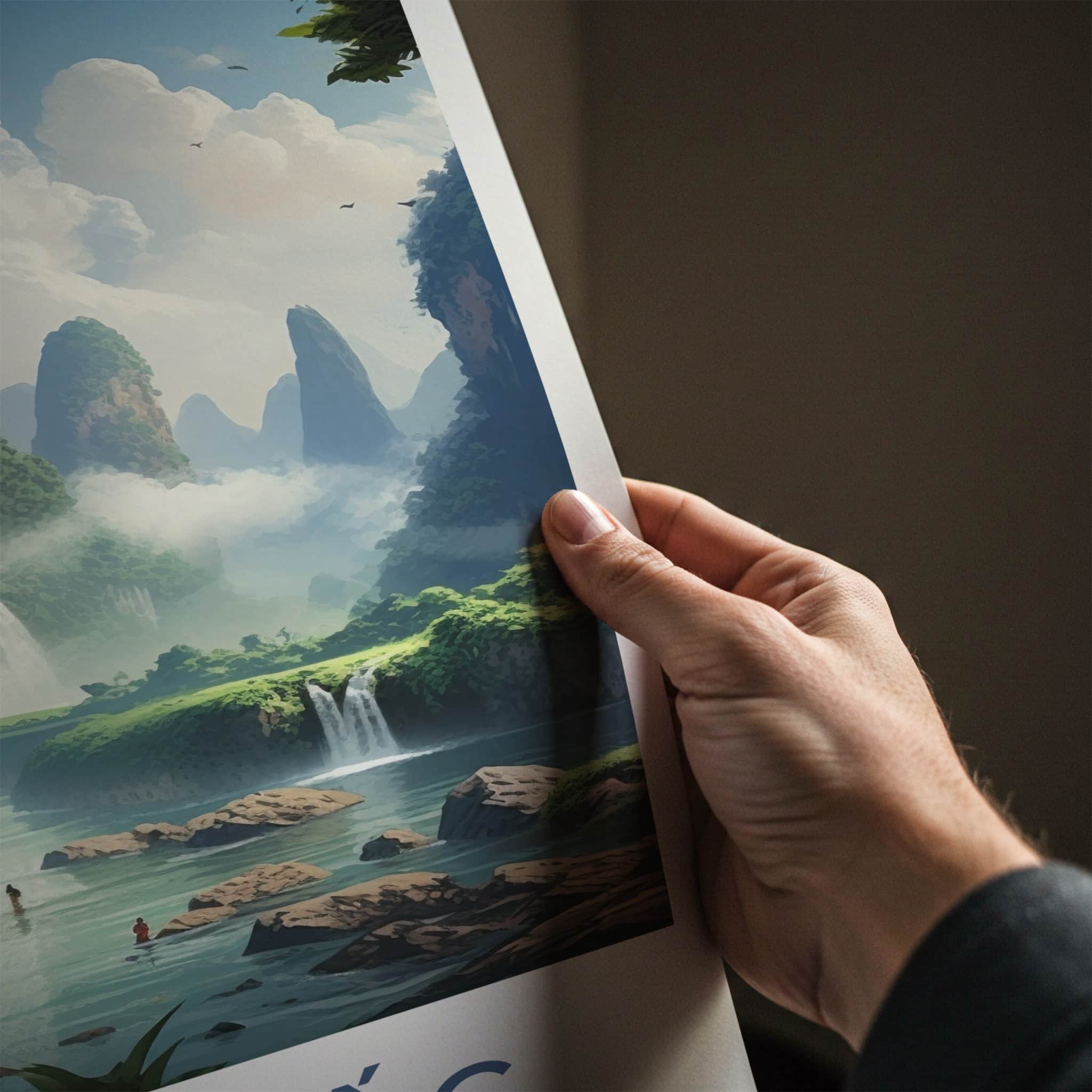 Ban Gioc Poster - Vietnam Travel Art - Lush Waterfall Landscape Home Decor