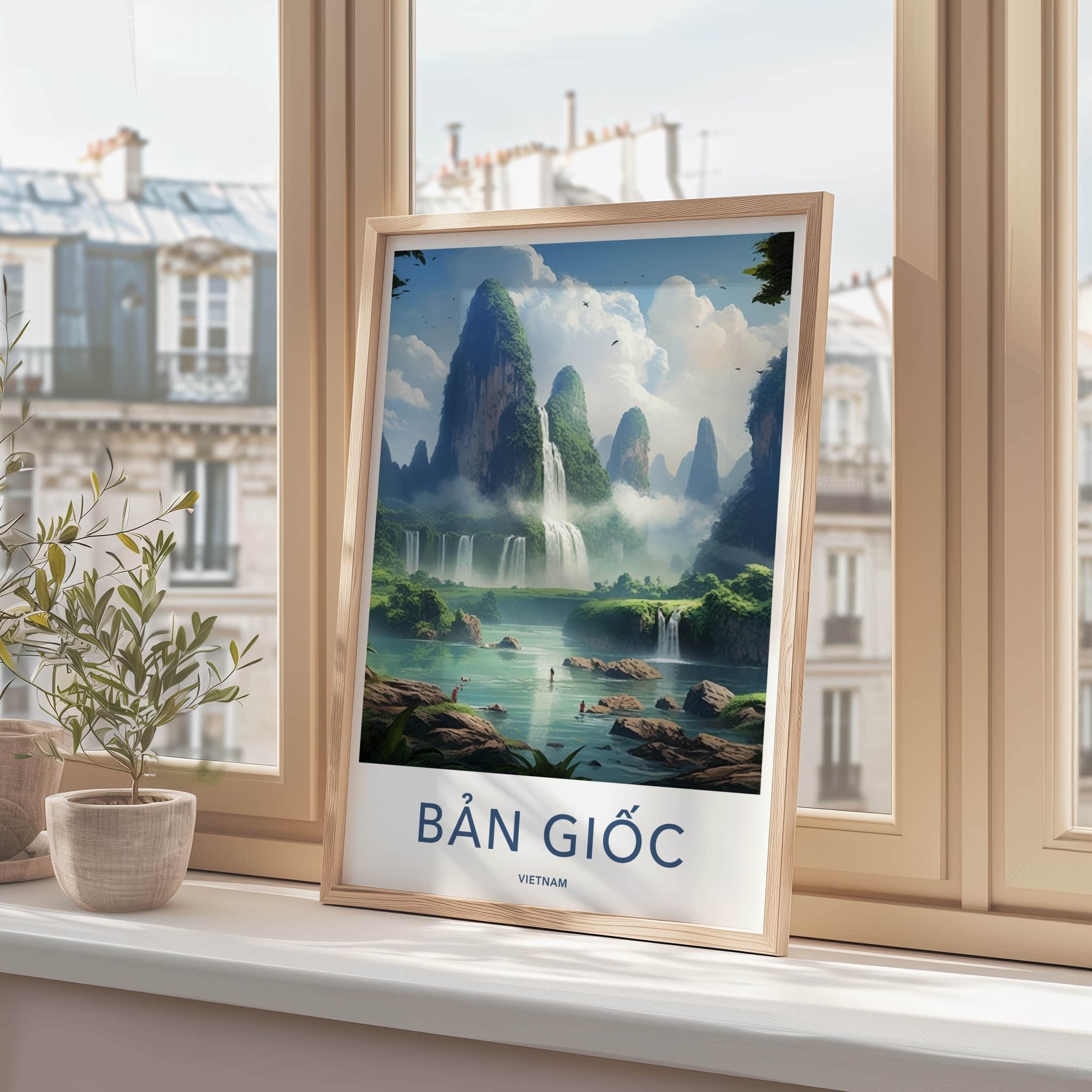 Ban Gioc Poster - Vietnam Travel Art - Lush Waterfall Landscape Home Decor