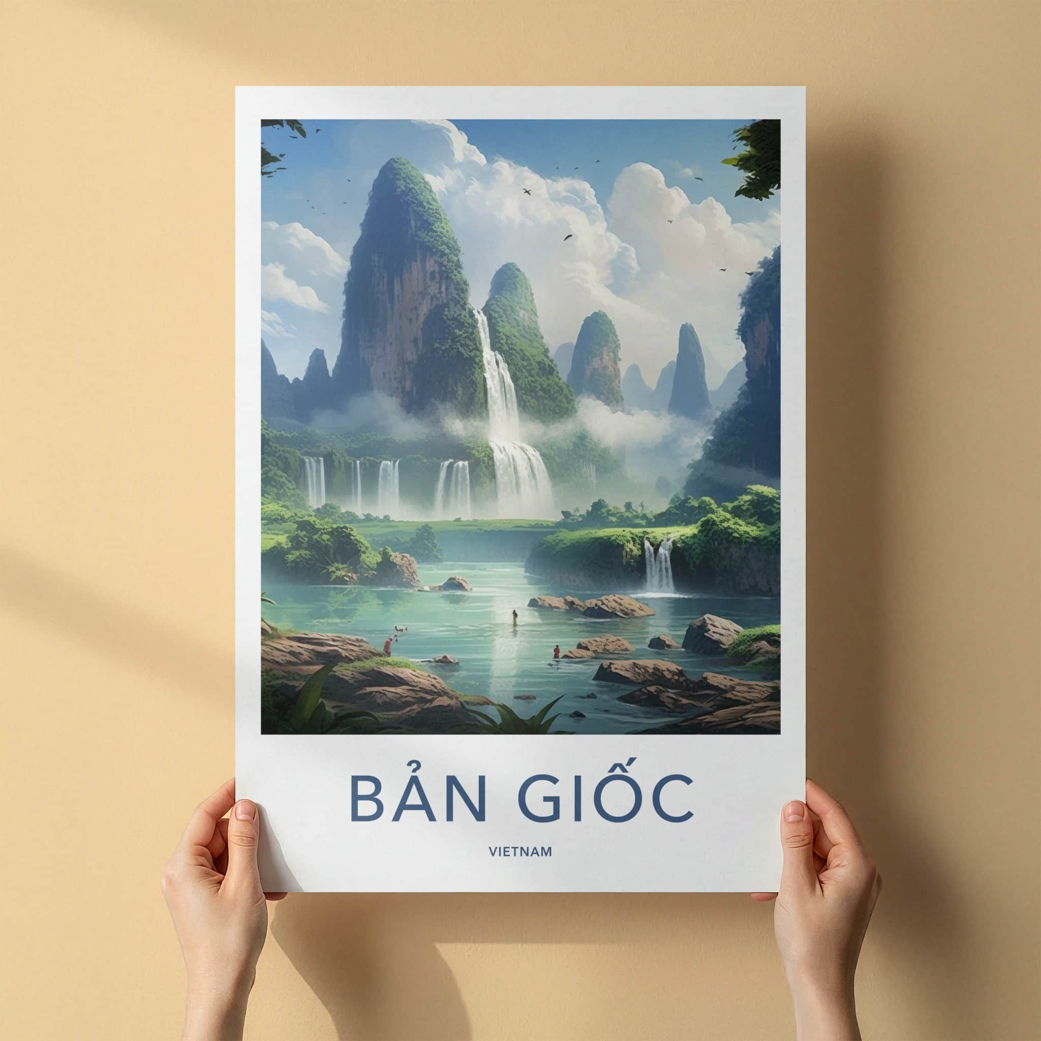 Ban Gioc Poster - Vietnam Travel Art - Lush Waterfall Landscape Home Decor