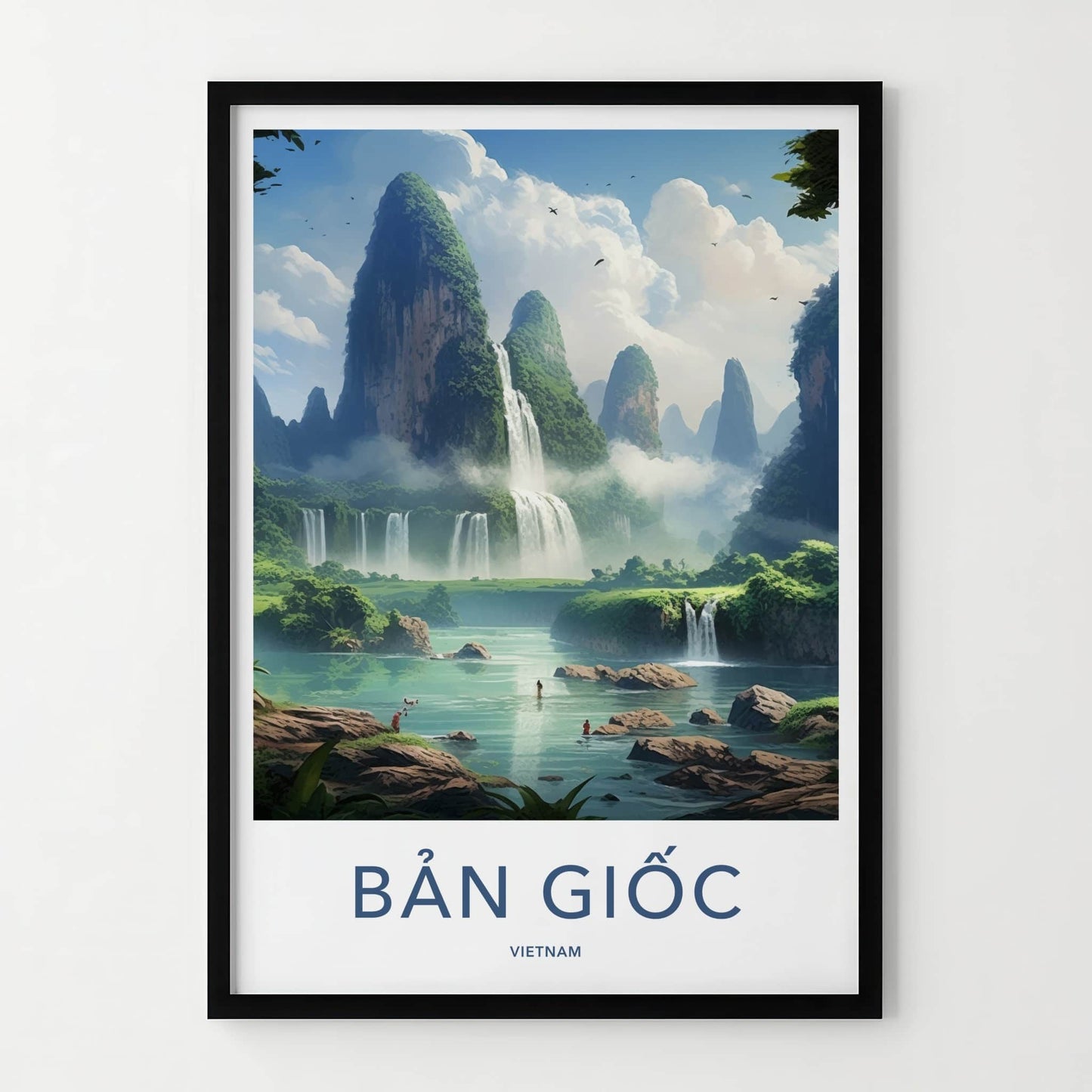 Ban Gioc Poster - Vietnam Travel Art - Lush Waterfall Landscape Home Decor