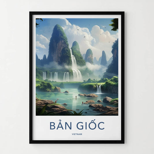 Ban Gioc Poster - Vietnam Travel Art - Lush Waterfall Landscape Home Decor