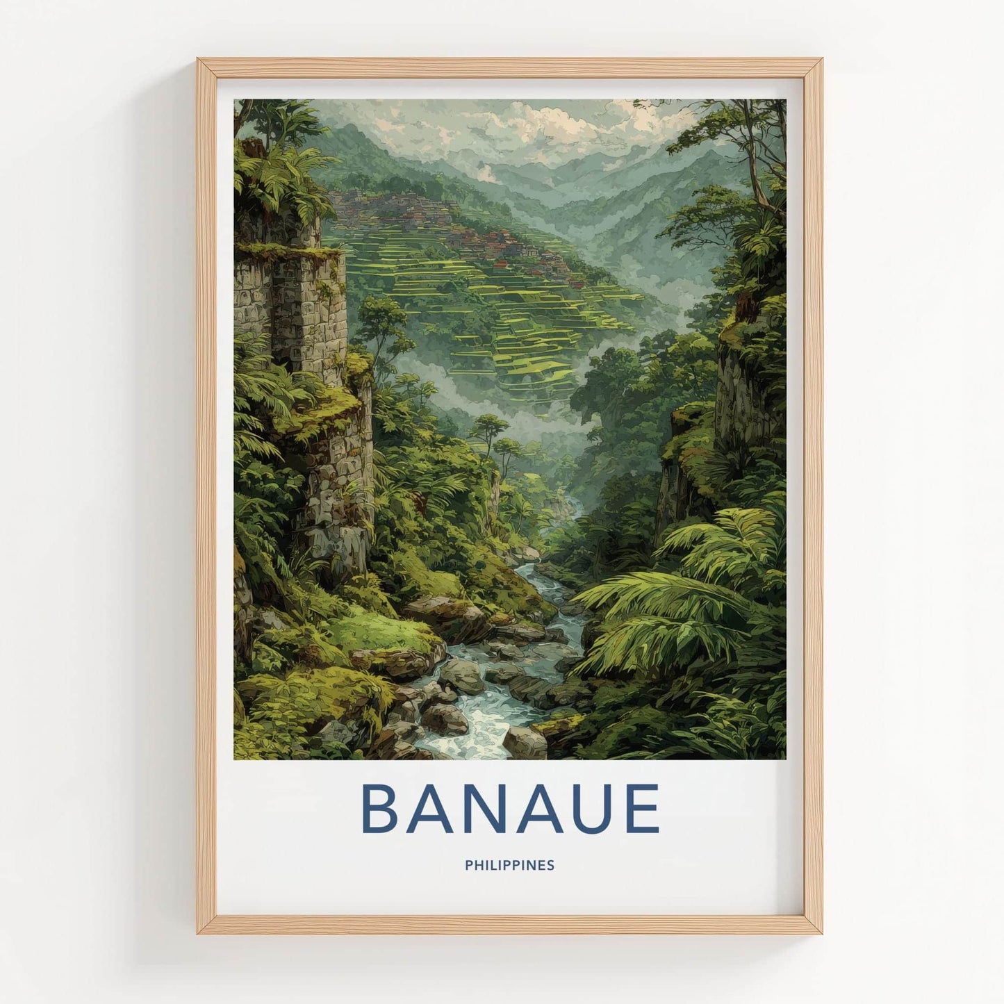 Banaue Poster - Philippines Travel Art - Ancient Green Terraces Wall Decor