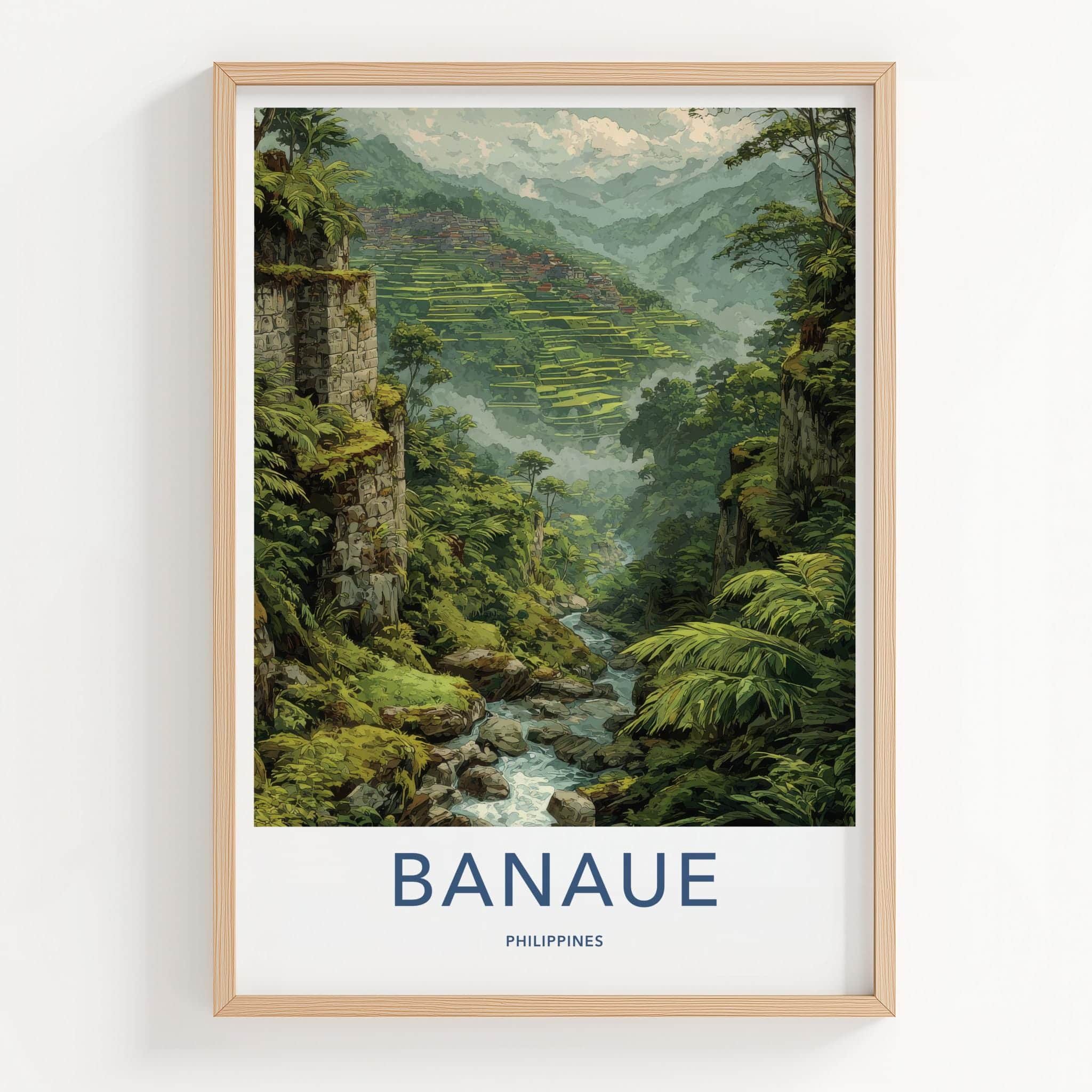 Banaue Poster - Philippines Travel Art - Ancient Green Terraces Wall Decor