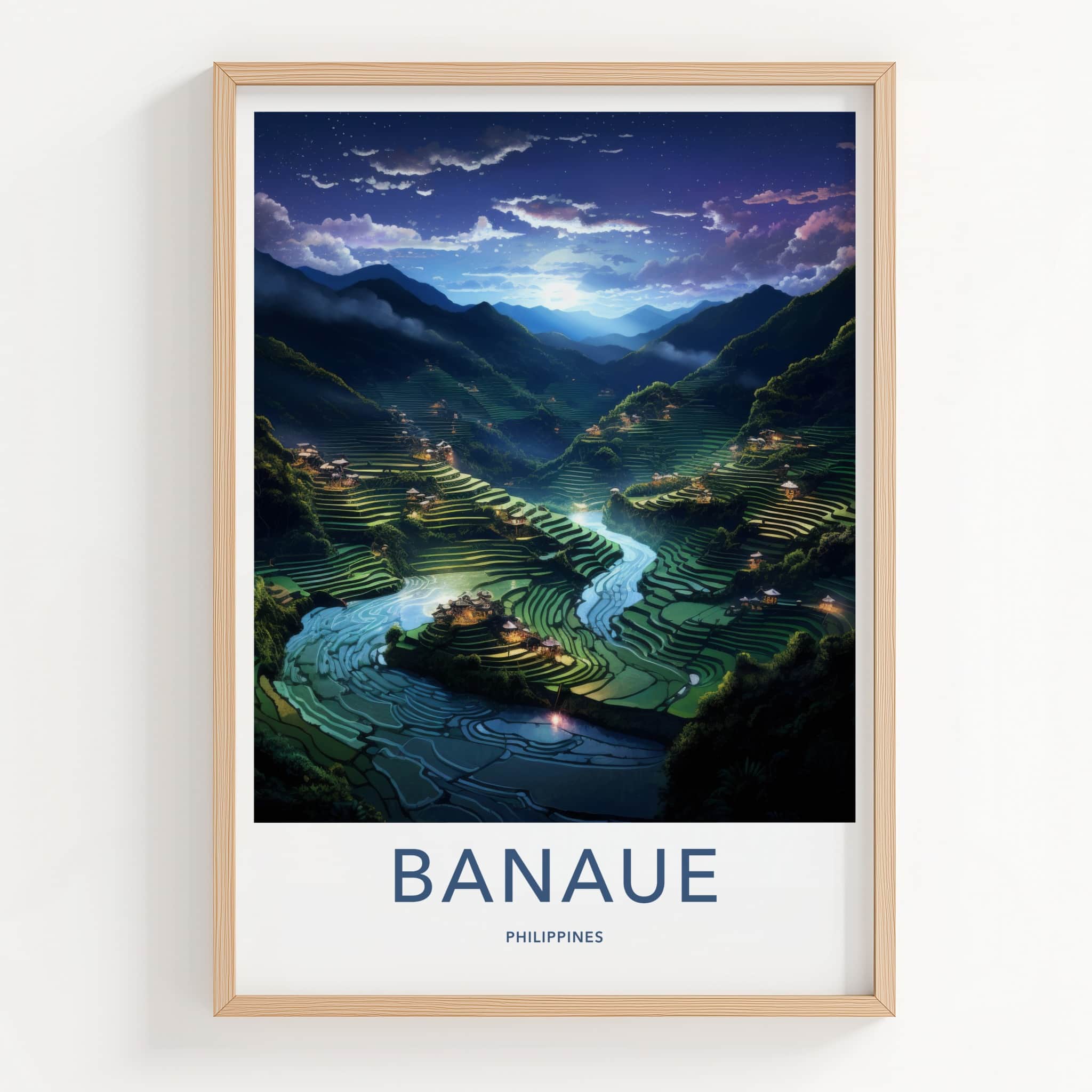 Banaue Poster - Philippines Travel Art - Lush Valley Villages Home Decor
