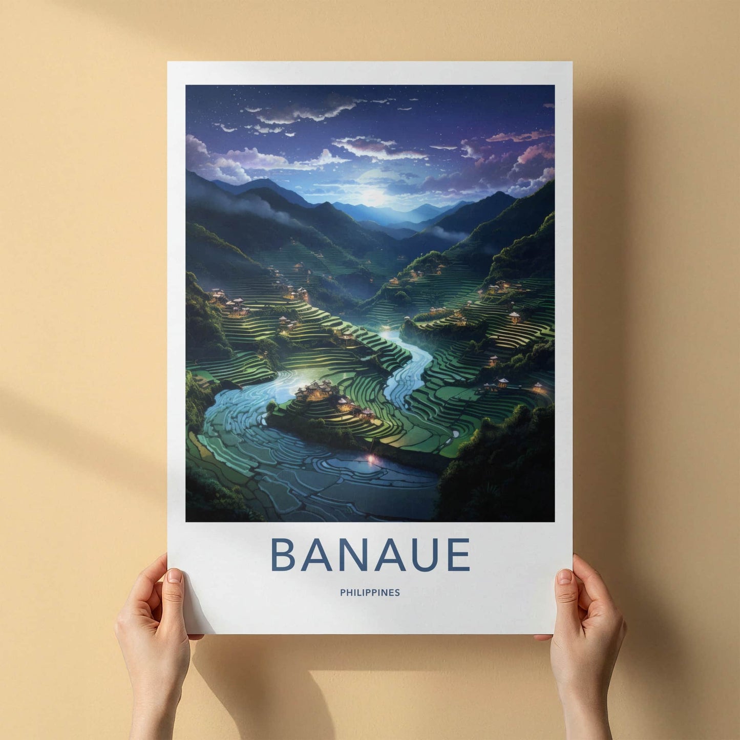 Banaue Poster - Philippines Travel Art - Lush Valley Villages Home Decor