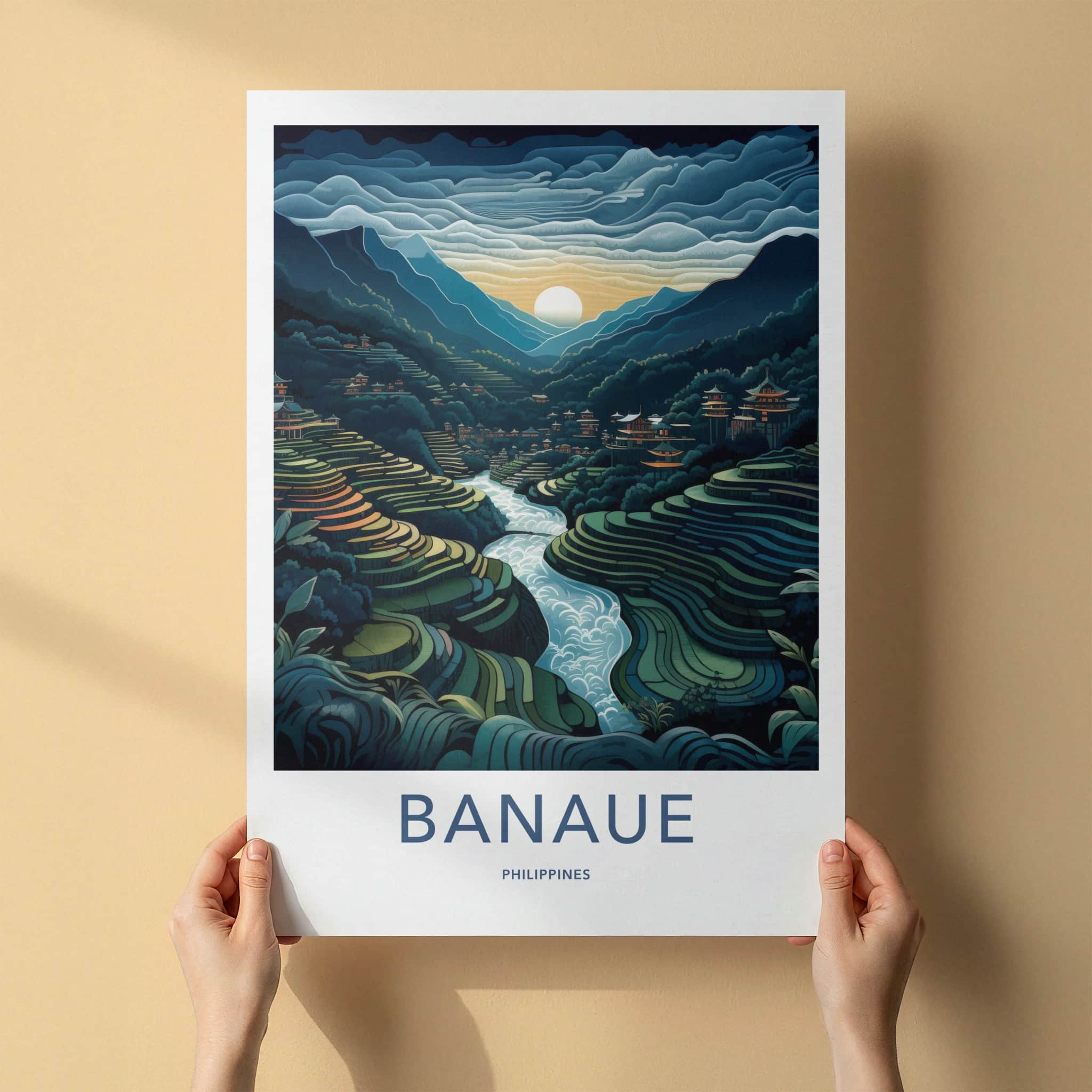 Banaue Poster - Philippines Travel Art - Terraced Rice Fields Home Decor