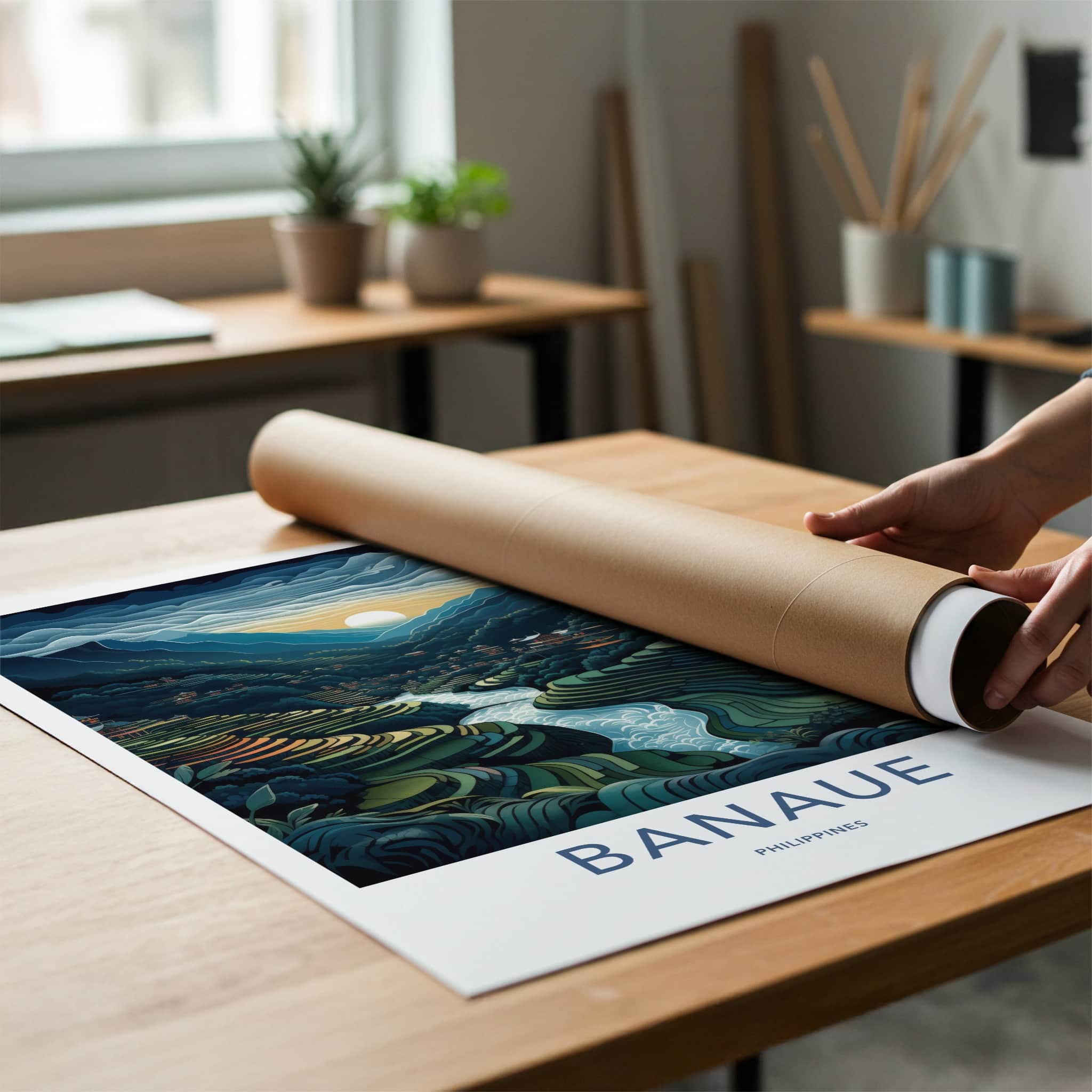 Banaue Poster - Philippines Travel Art - Terraced Rice Fields Home Decor