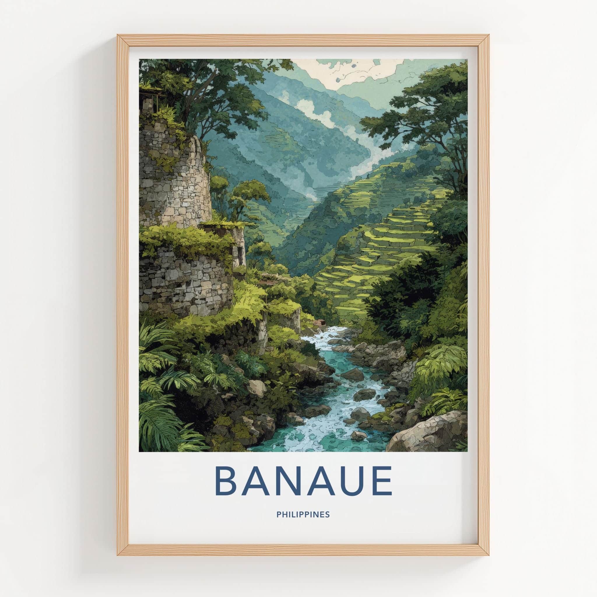 Banaue Poster - Philippines Travel Art - Terraced River Valley Home Decor
