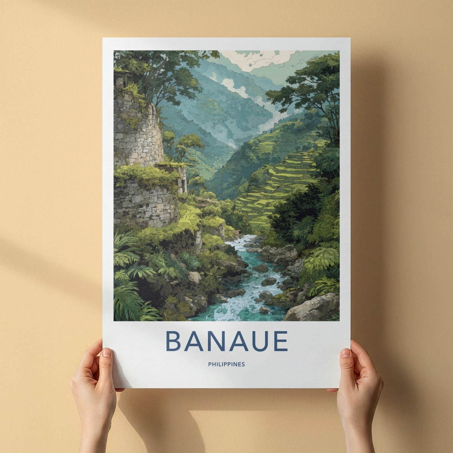 Banaue Poster - Philippines Travel Art - Terraced River Valley Home Decor