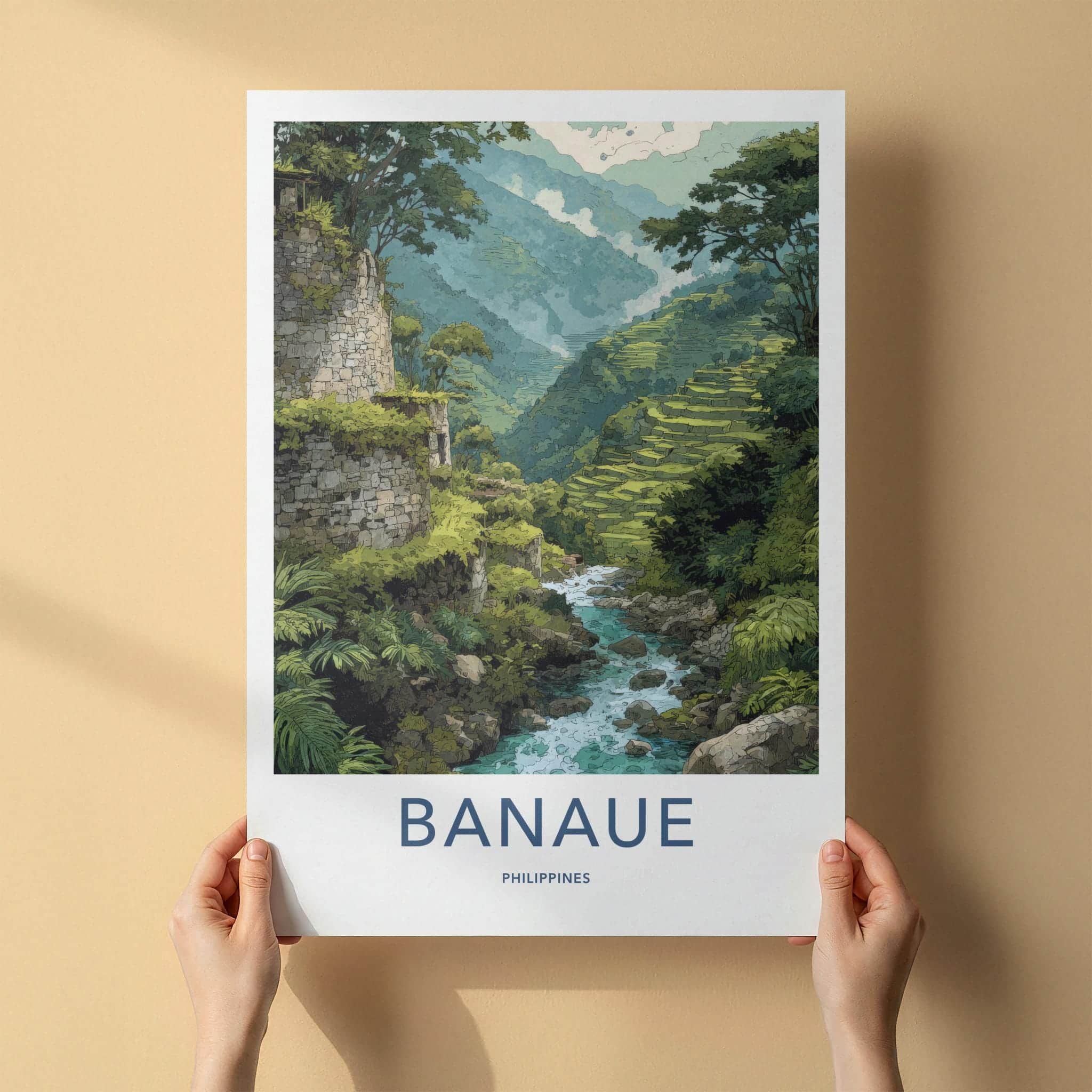 Banaue Poster - Philippines Travel Art - Terraced River Valley Home Decor