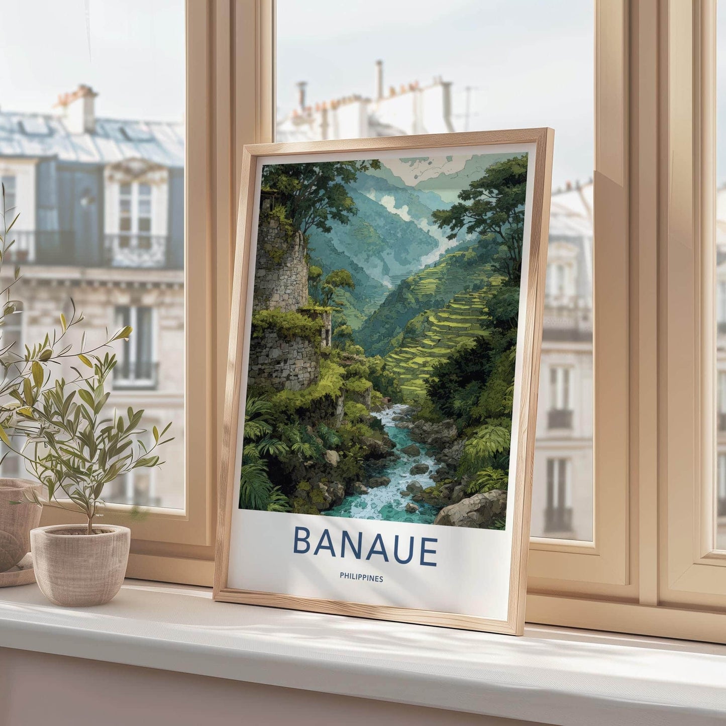 Banaue Poster - Philippines Travel Art - Terraced River Valley Home Decor