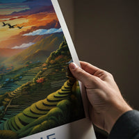 Banaue Poster - Philippines Travel Art - Vibrant Valley Sunset Home Decor