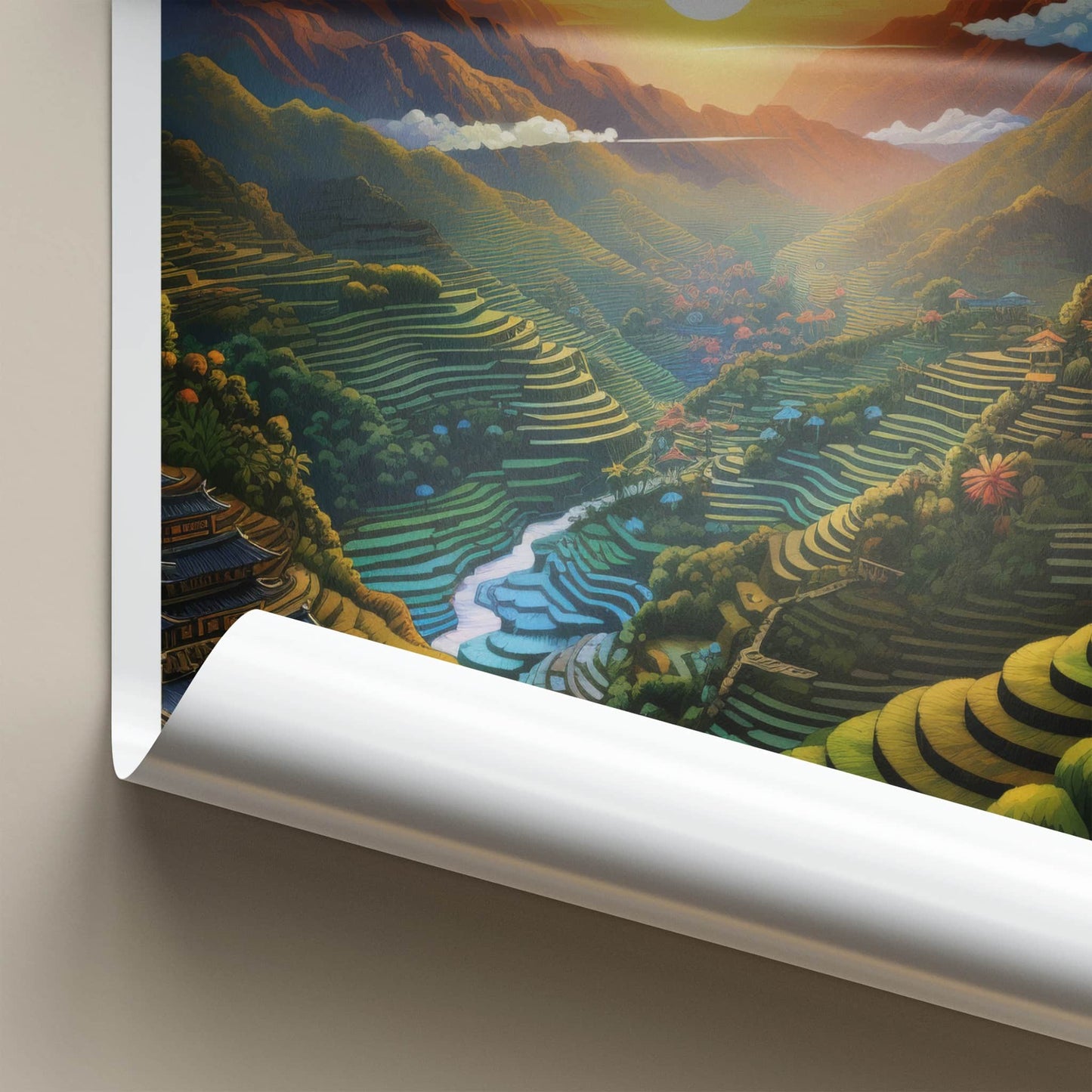 Banaue Poster - Philippines Travel Art - Vibrant Valley Sunset Home Decor