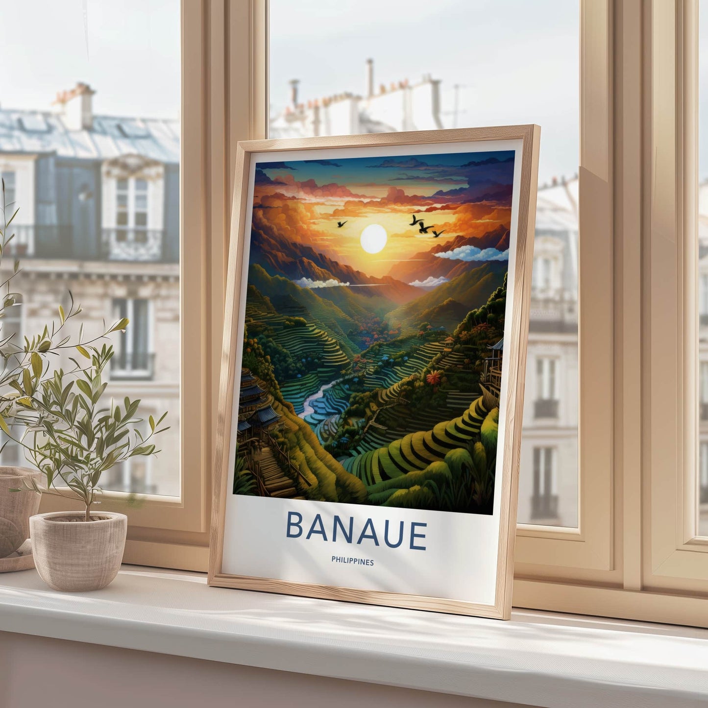 Banaue Poster - Philippines Travel Art - Vibrant Valley Sunset Home Decor