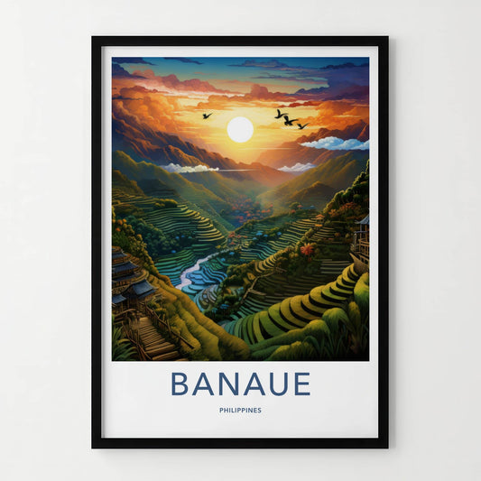 Banaue Poster - Philippines Travel Art - Vibrant Valley Sunset Home Decor