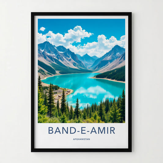 Band-e-Amir Poster - Afghanistan Art Print - Turquoise Lake Mountains Gift