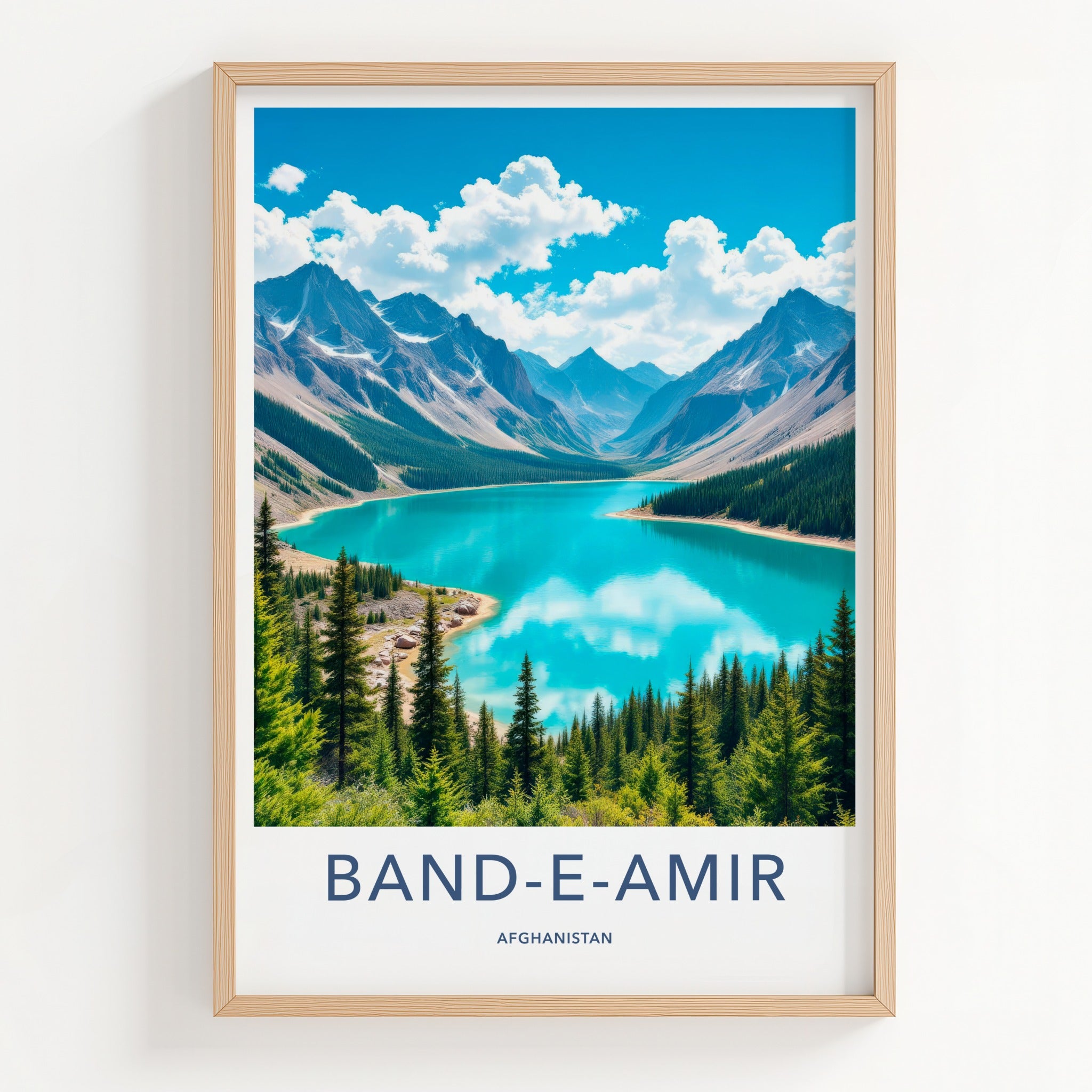 Band-e-Amir Poster - Afghanistan Art Print - Turquoise Lake Mountains Gift