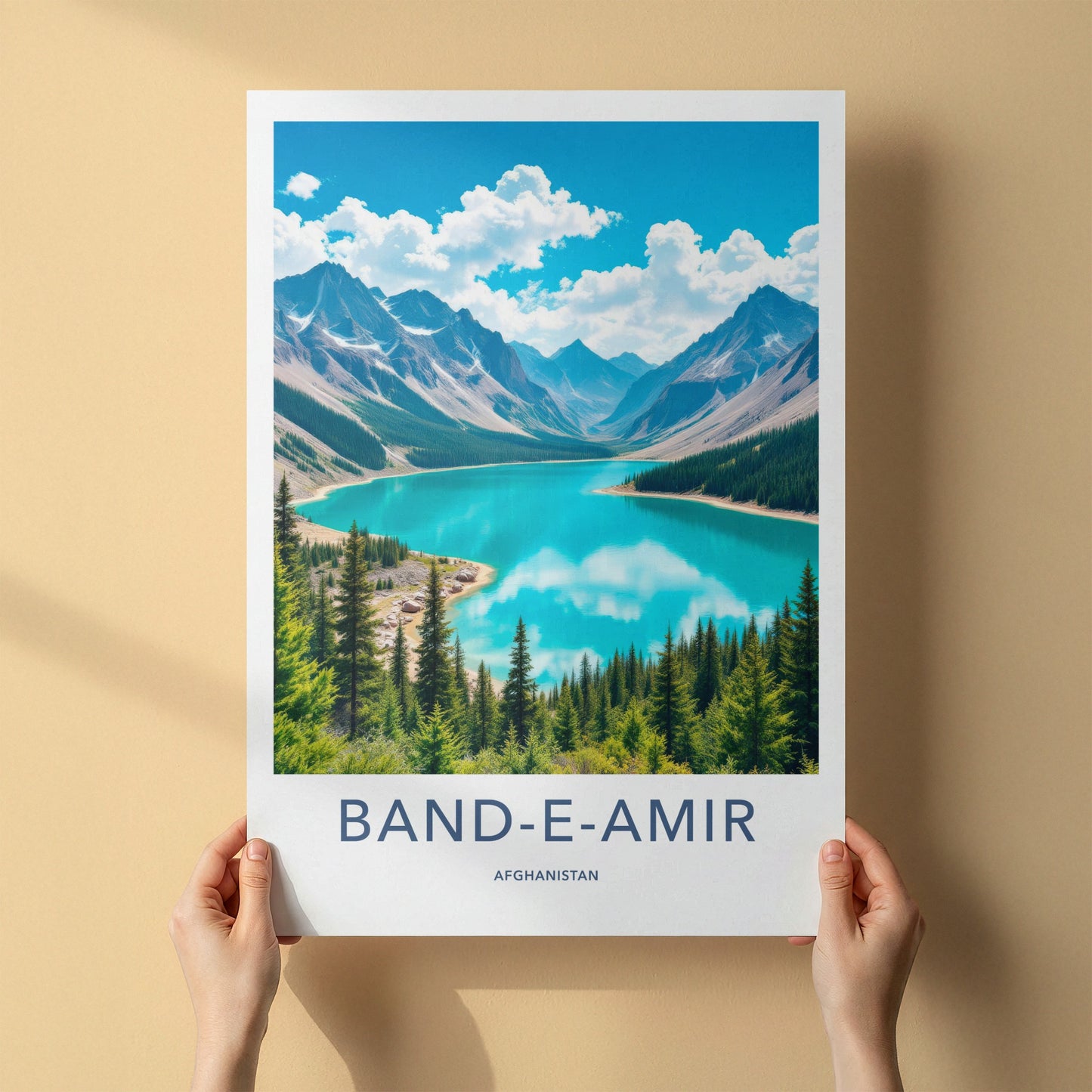 Band-e-Amir Poster - Afghanistan Art Print - Turquoise Lake Mountains Gift