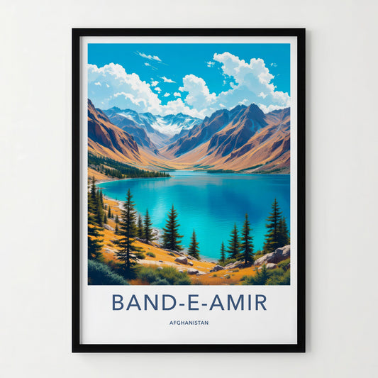 BAND-E-AMIR Poster - Afghanistan Travel Art - Stunning Mountain Lake Home Decor