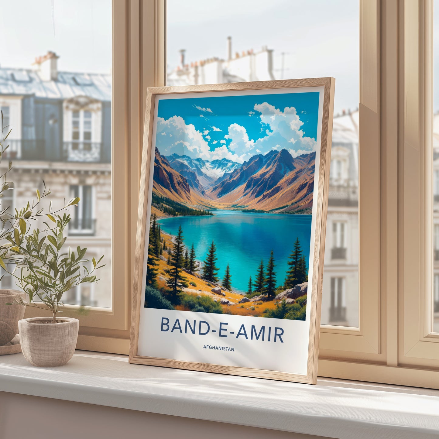BAND-E-AMIR Poster - Afghanistan Travel Art - Stunning Mountain Lake Home Decor