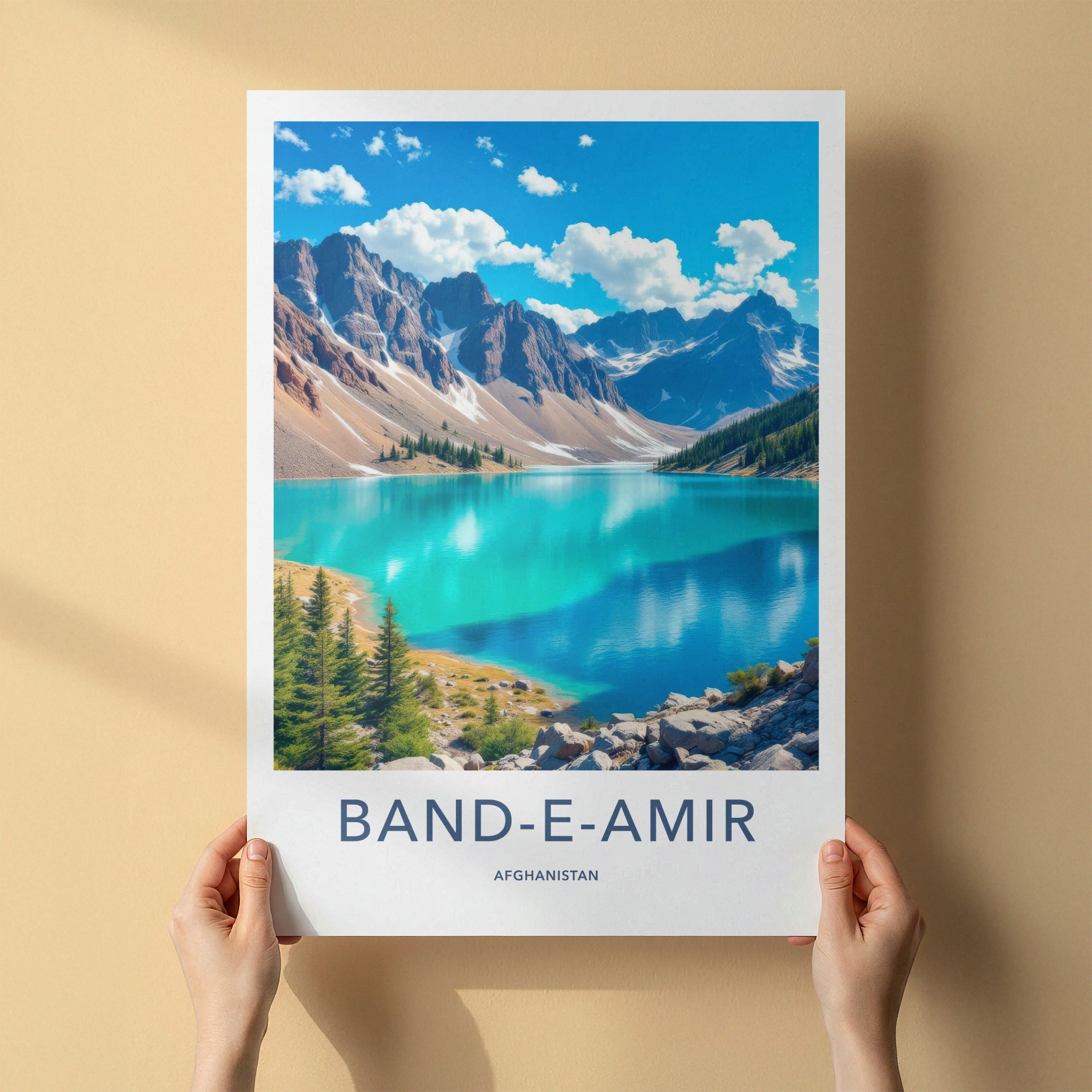 BAND-E-AMIR Poster - Afghanistan Wall Art - Turquoise Lake Mountains Home Decor
