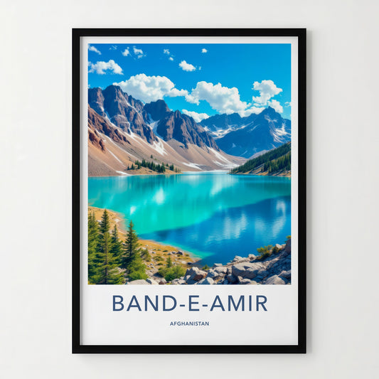 BAND-E-AMIR Poster - Afghanistan Wall Art - Turquoise Lake Mountains Home Decor
