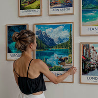 Banff National Park Poster - Canada Travel Art - Mountain Lake Moose Home Decor