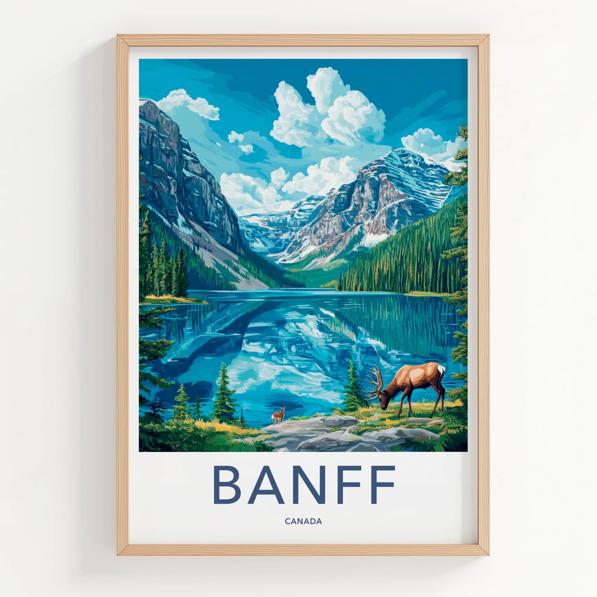 BANFF Poster - Canada Art Print - Wildlife Alpine Landscape Wall Decor