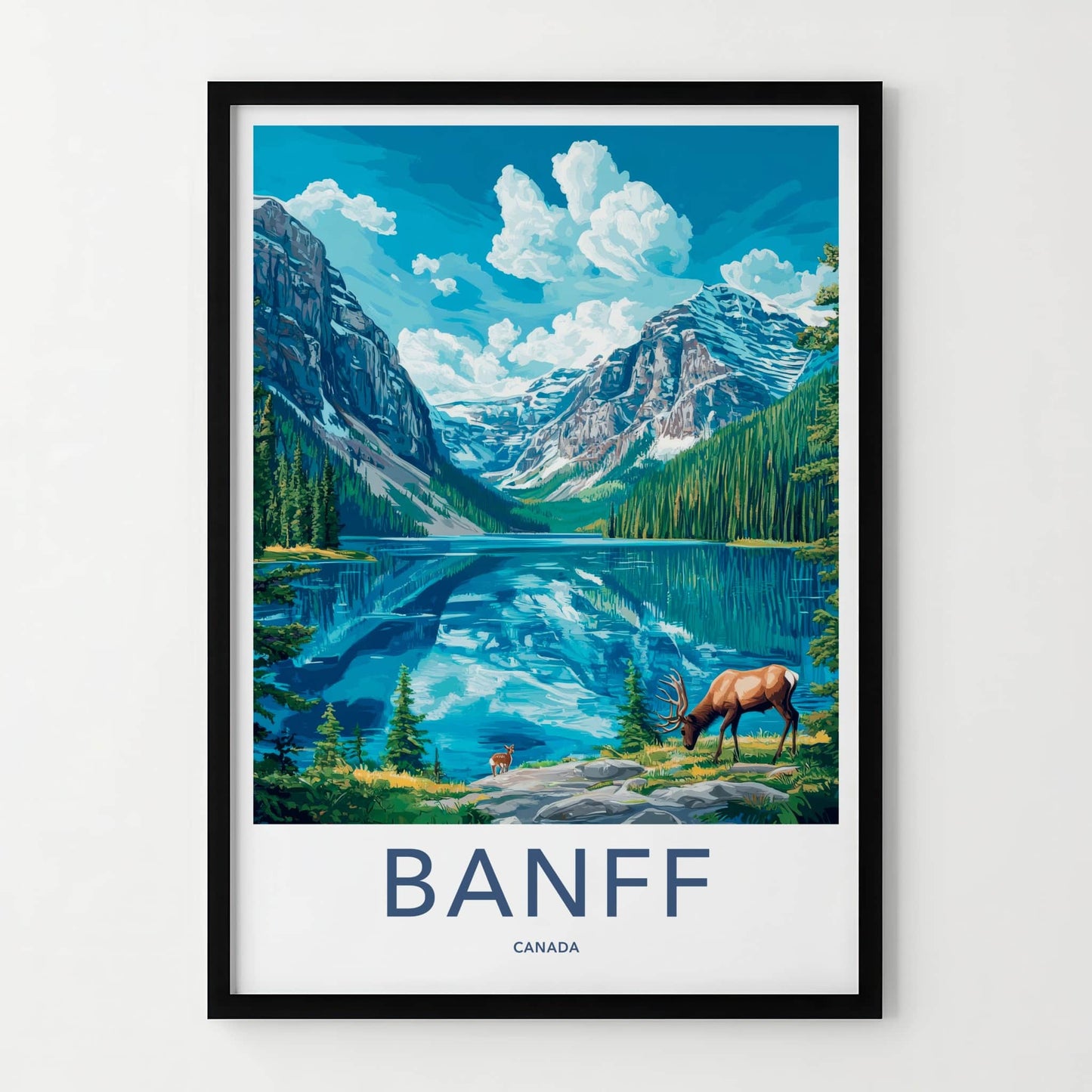 BANFF Poster - Canada Art Print - Wildlife Alpine Landscape Wall Decor