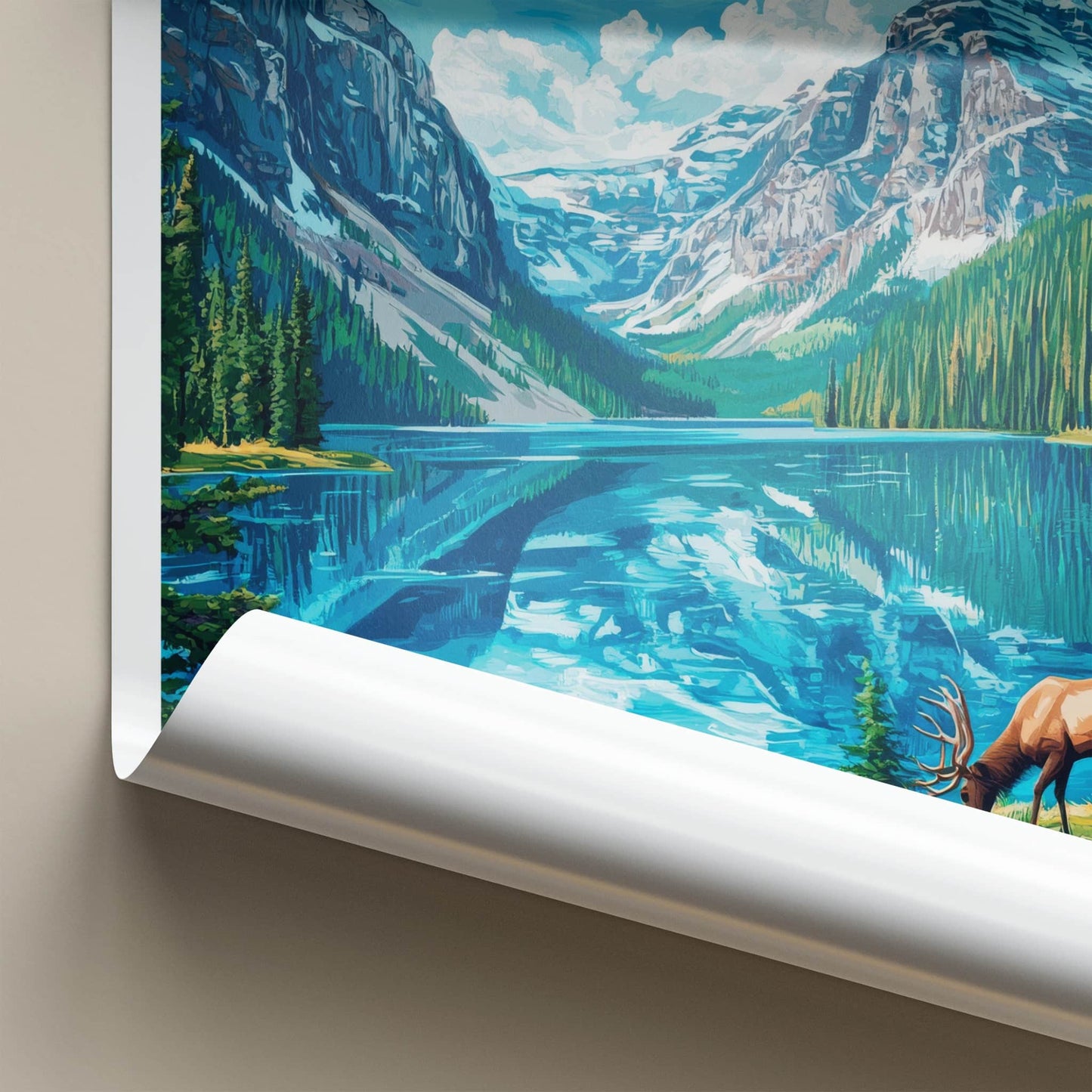 BANFF Poster - Canada Art Print - Wildlife Alpine Landscape Wall Decor
