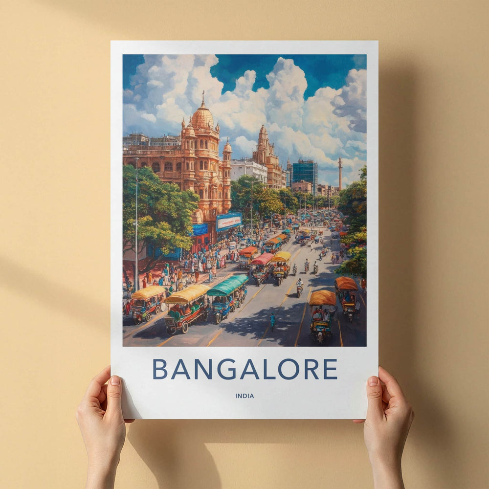 Bangalore Poster - India Art Print - Karnataka Busy Street Traffic Home Decor