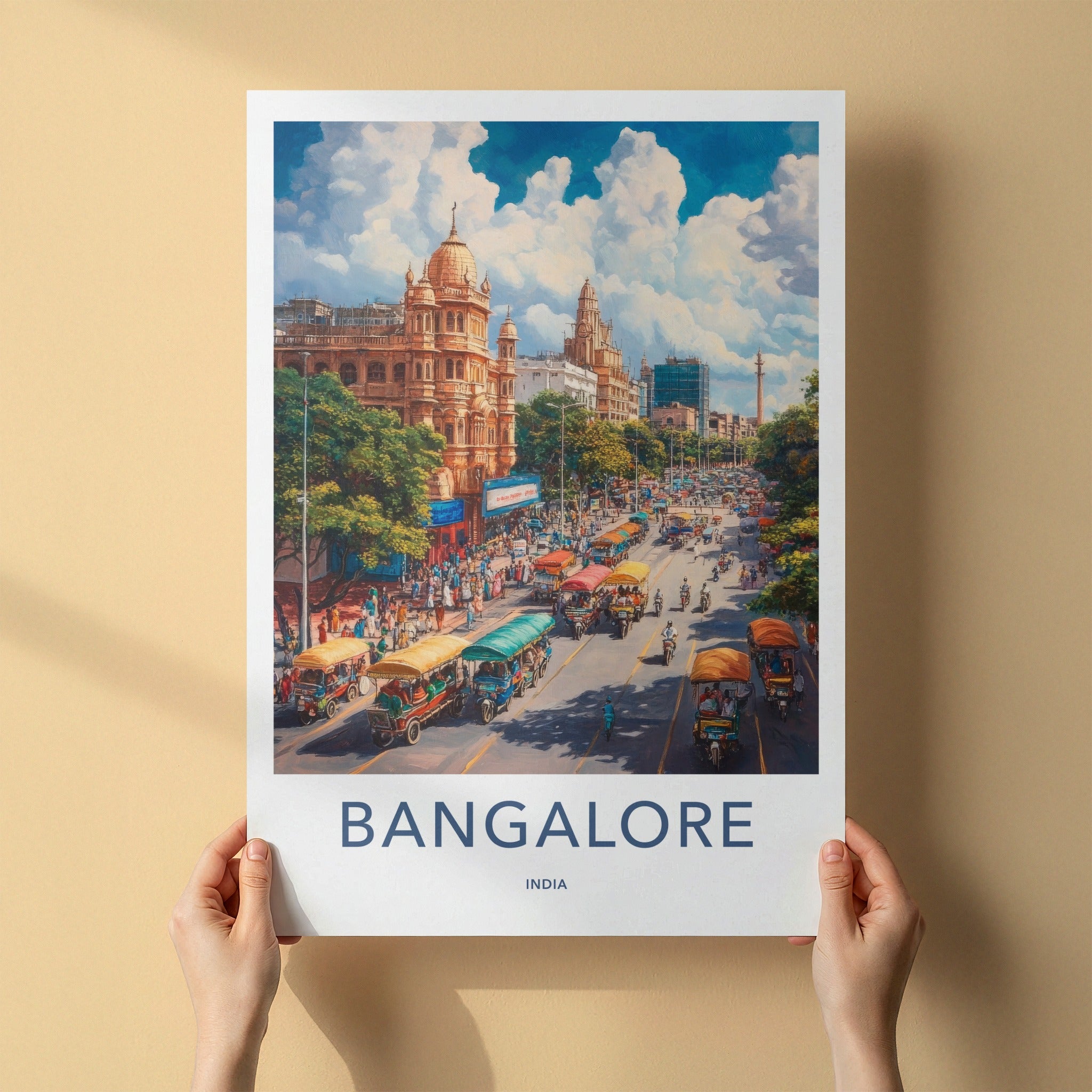 Bangalore Poster - India Art Print - Karnataka Busy Street Traffic Home Decor