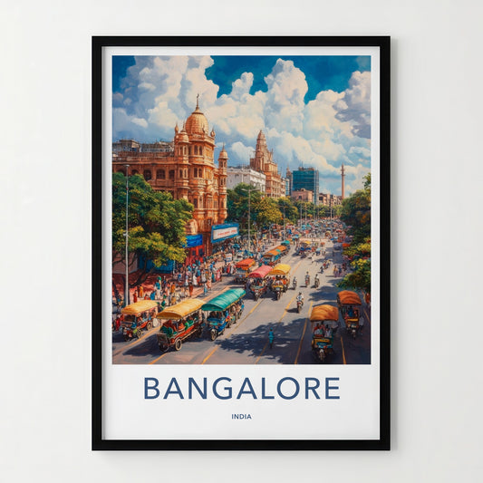 Bangalore Poster - India Art Print - Karnataka Busy Street Traffic Home Decor