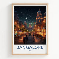 Bangalore Poster - India Travel Art - Karnataka Night Scene Home Decor