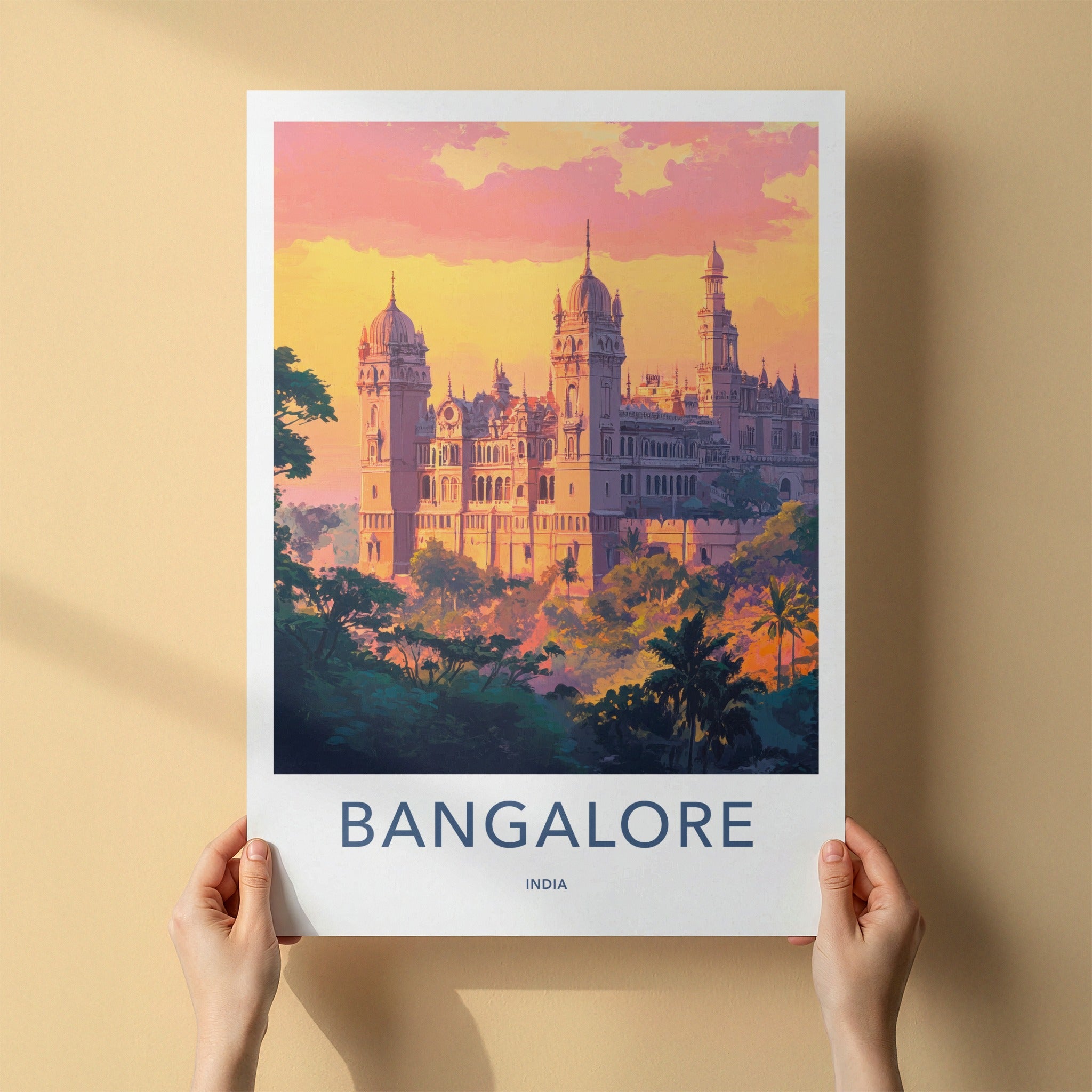 Bangalore Poster - India Travel Art - Karnataka Palace Sunset Home Decor