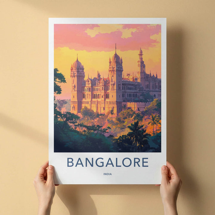 Bangalore Poster - India Travel Art - Karnataka Palace Sunset Home Decor