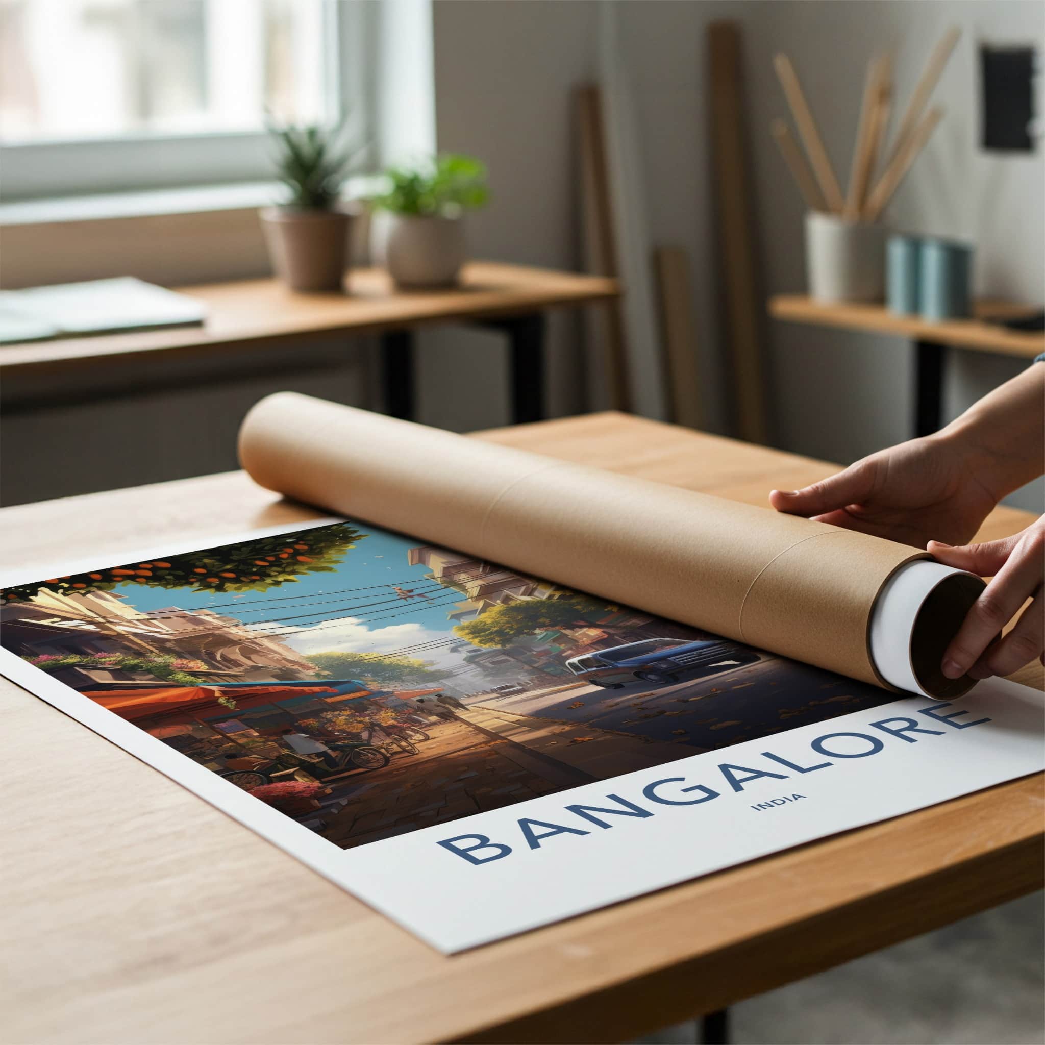 Bangalore Poster - India Travel Art - Karnataka Vibrant City Street Home Decor