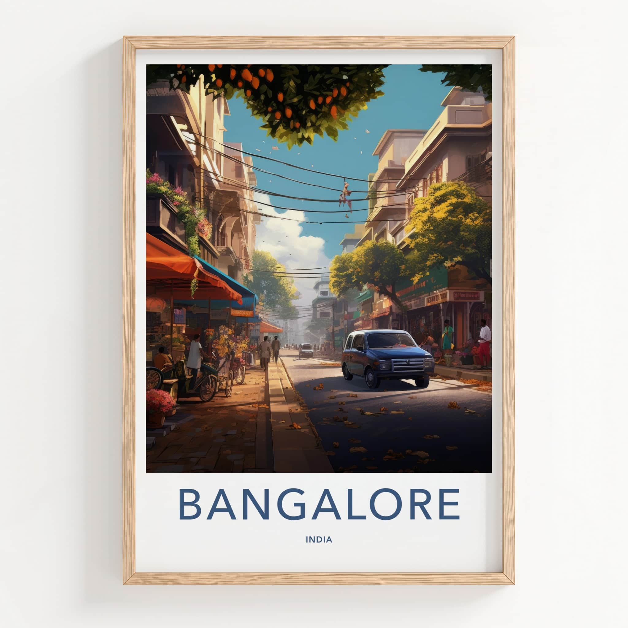 Bangalore Poster - India Travel Art - Karnataka Vibrant City Street Home Decor