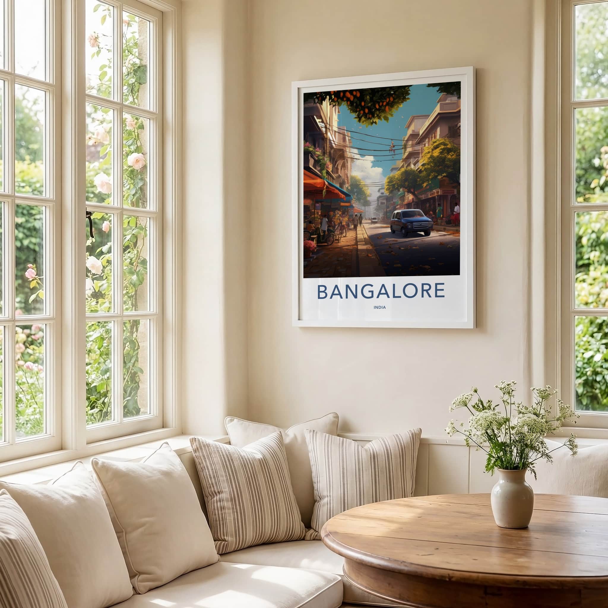 Bangalore Poster - India Travel Art - Karnataka Vibrant City Street Home Decor