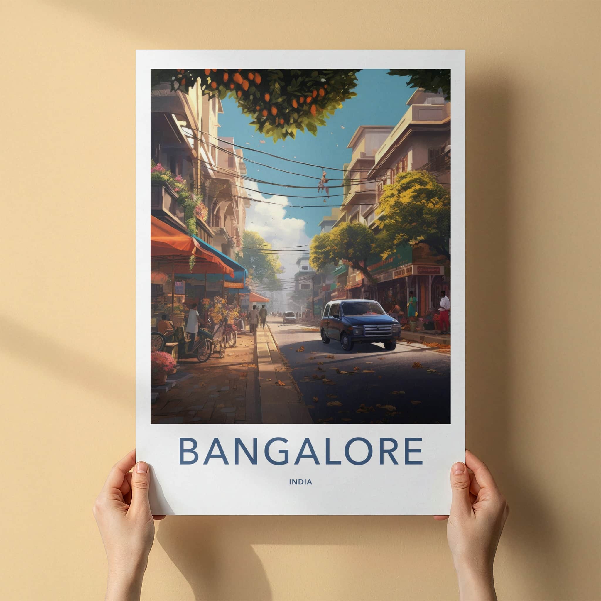 Bangalore Poster - India Travel Art - Karnataka Vibrant City Street Home Decor
