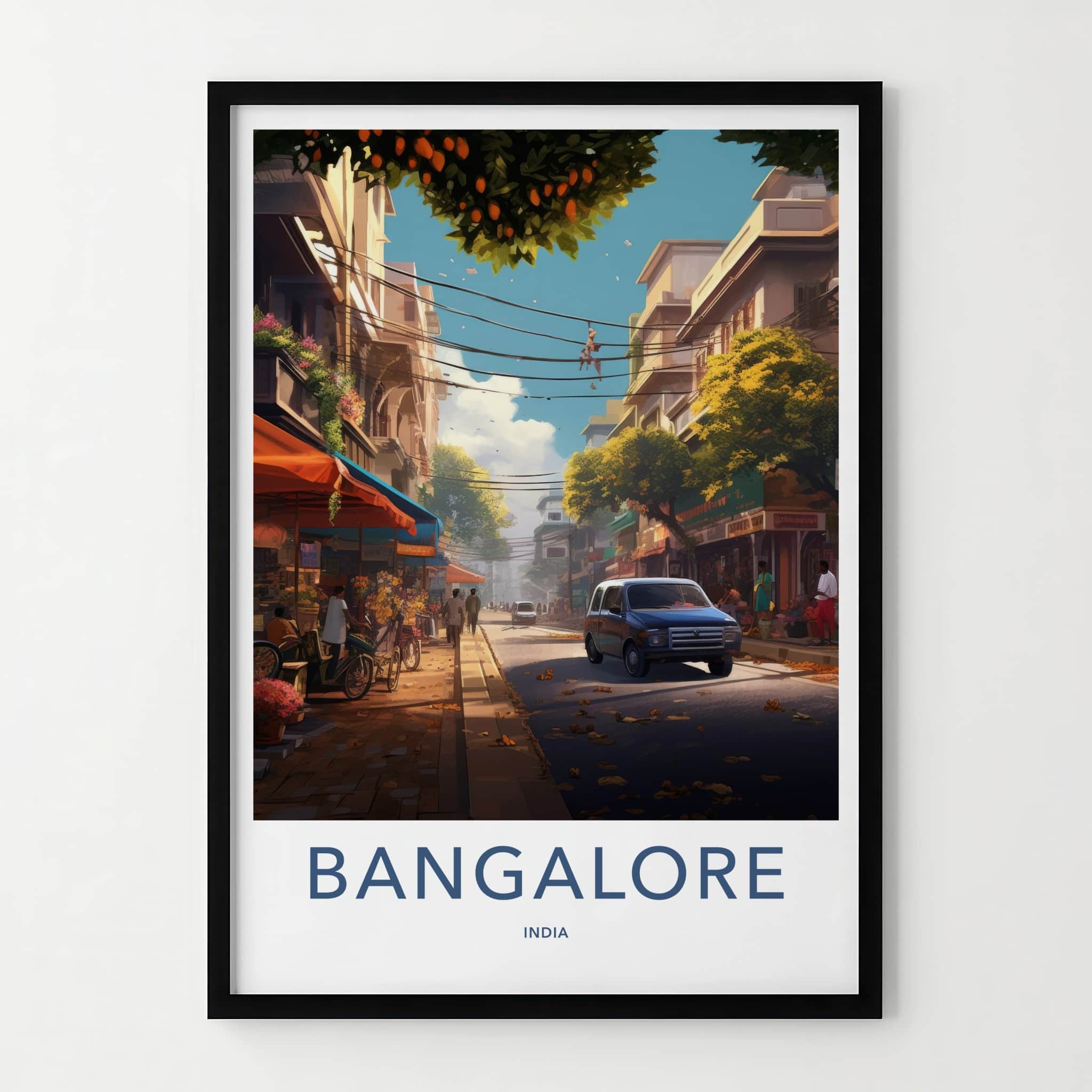 Bangalore Poster - India Travel Art - Karnataka Vibrant City Street Home Decor