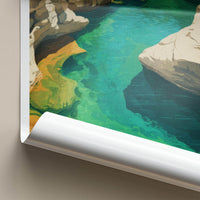 Bani Khalid Poster - Oman Scenic Art - Emerald Canyon Waters Wall Decor
