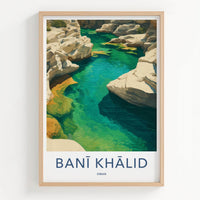 Bani Khalid Poster - Oman Scenic Art - Emerald Canyon Waters Wall Decor