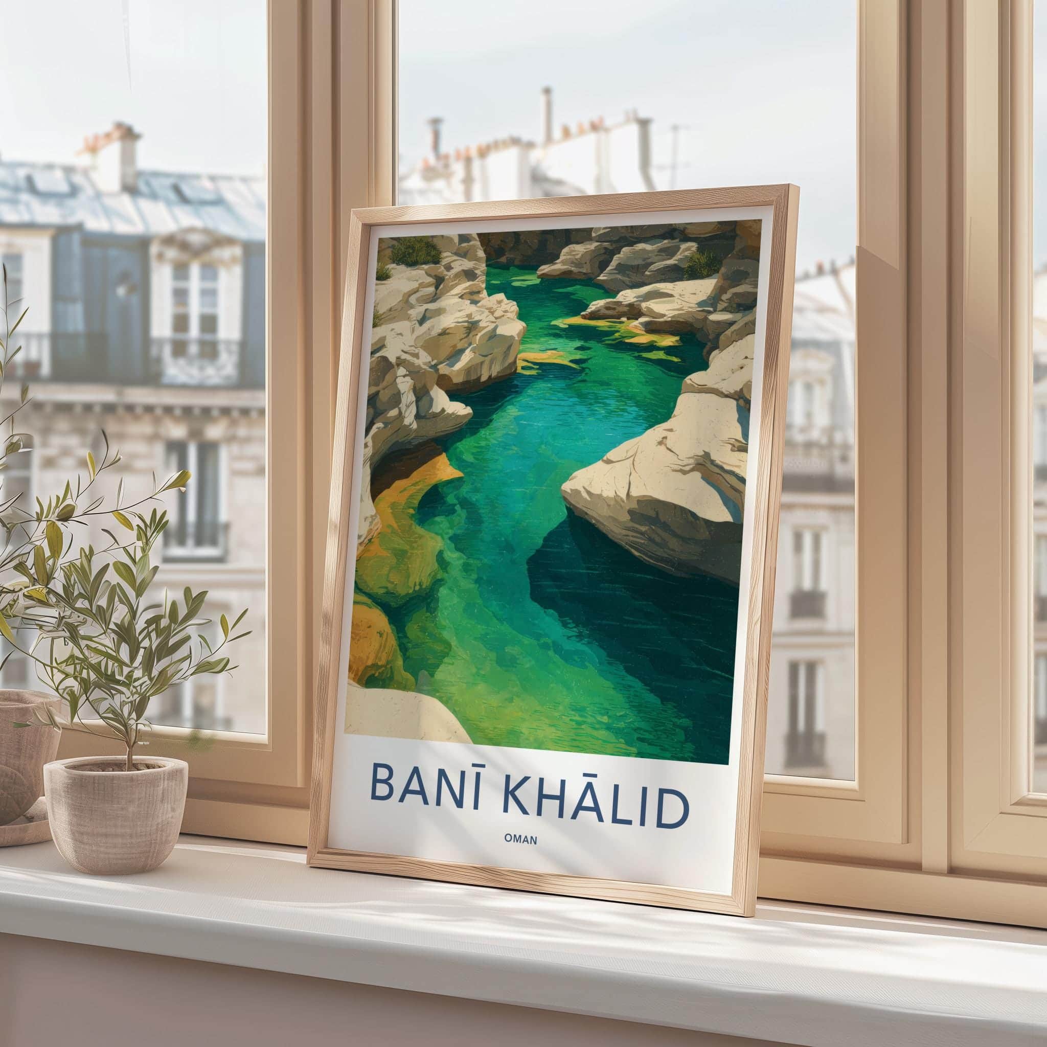 Bani Khalid Poster - Oman Scenic Art - Emerald Canyon Waters Wall Decor