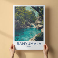 Banyumala Poster - Indonesia Scenic Art - Lush Tropical Cascade Room Decor