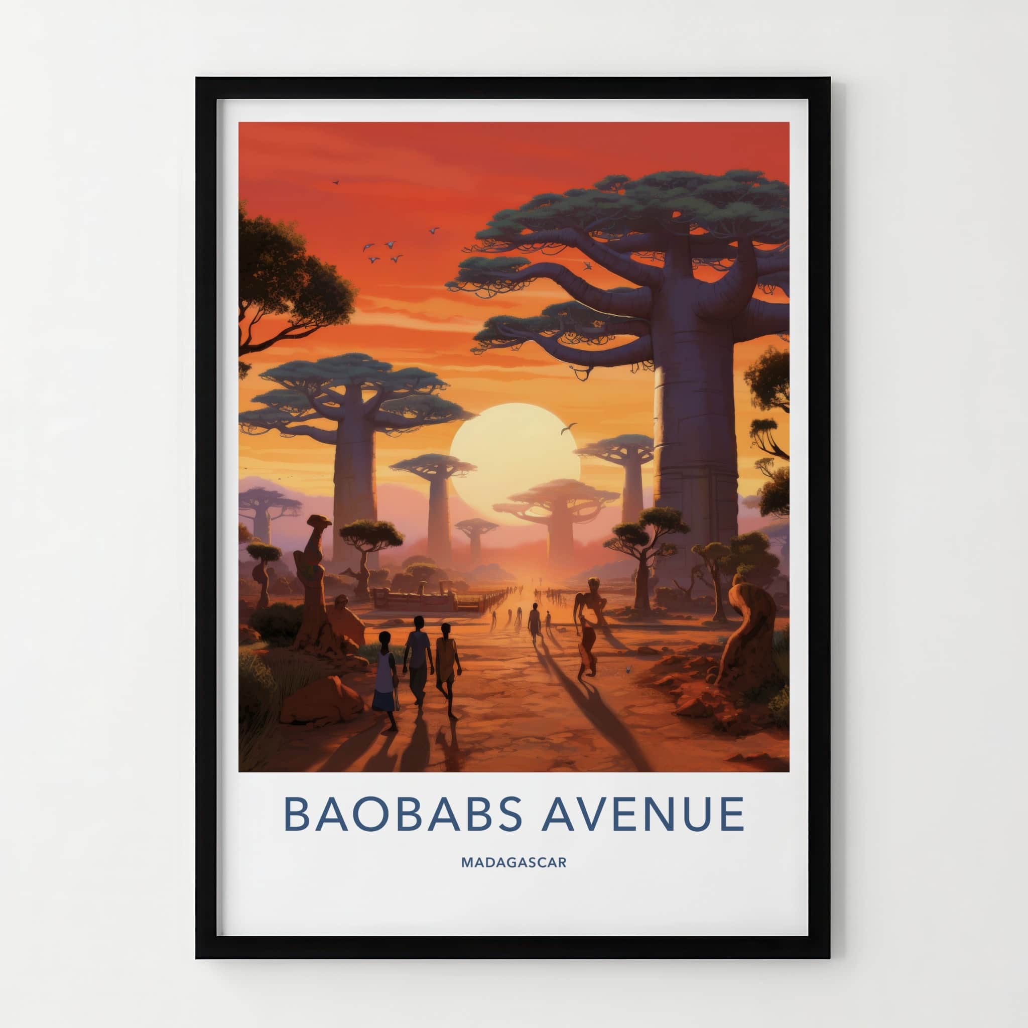 Baobabs Avenue Poster - Madagascar Travel Art - Sunset Baobab Alley Home Decor