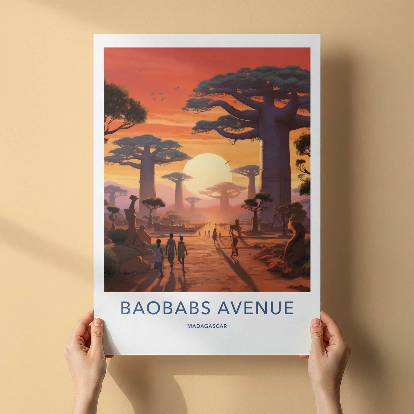 Baobabs Avenue Poster - Madagascar Travel Art - Sunset Baobab Alley Home Decor